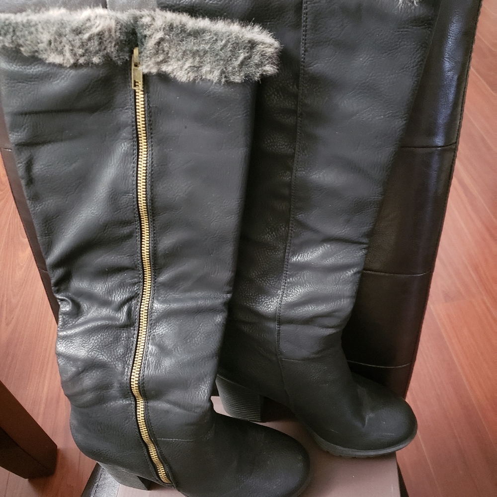 Leila Stone Nikol Tall Faux Fur Boots 8